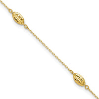 Load image into Gallery viewer, 14k Polished Puffed Rice Bead 9in Plus 1in ext. Anklet
