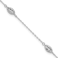 Load image into Gallery viewer, 14k White Gold Puffed Rice Bead 9in Plus 1in ext. Anklet
