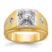 Load image into Gallery viewer, IBGoodman 14k Two Tone 3/4 carat Lab Grown Diamond VS/SI+ G+ Complete Polished and Satin Men&#39;s Ring
