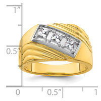 Load image into Gallery viewer, IBGoodman 14k with White Rhodium 1/2 carat Lab Grown Diamond VS/SI+ G+ Complete Polished and Grooved Three Stone Men&#39;s Ring
