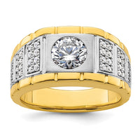 Load image into Gallery viewer, IBGoodman 14k 1 5/8 carat Lab Grown Diamond VS/SI+ G+ Complete Polished and Satin Men&#39;s Ring
