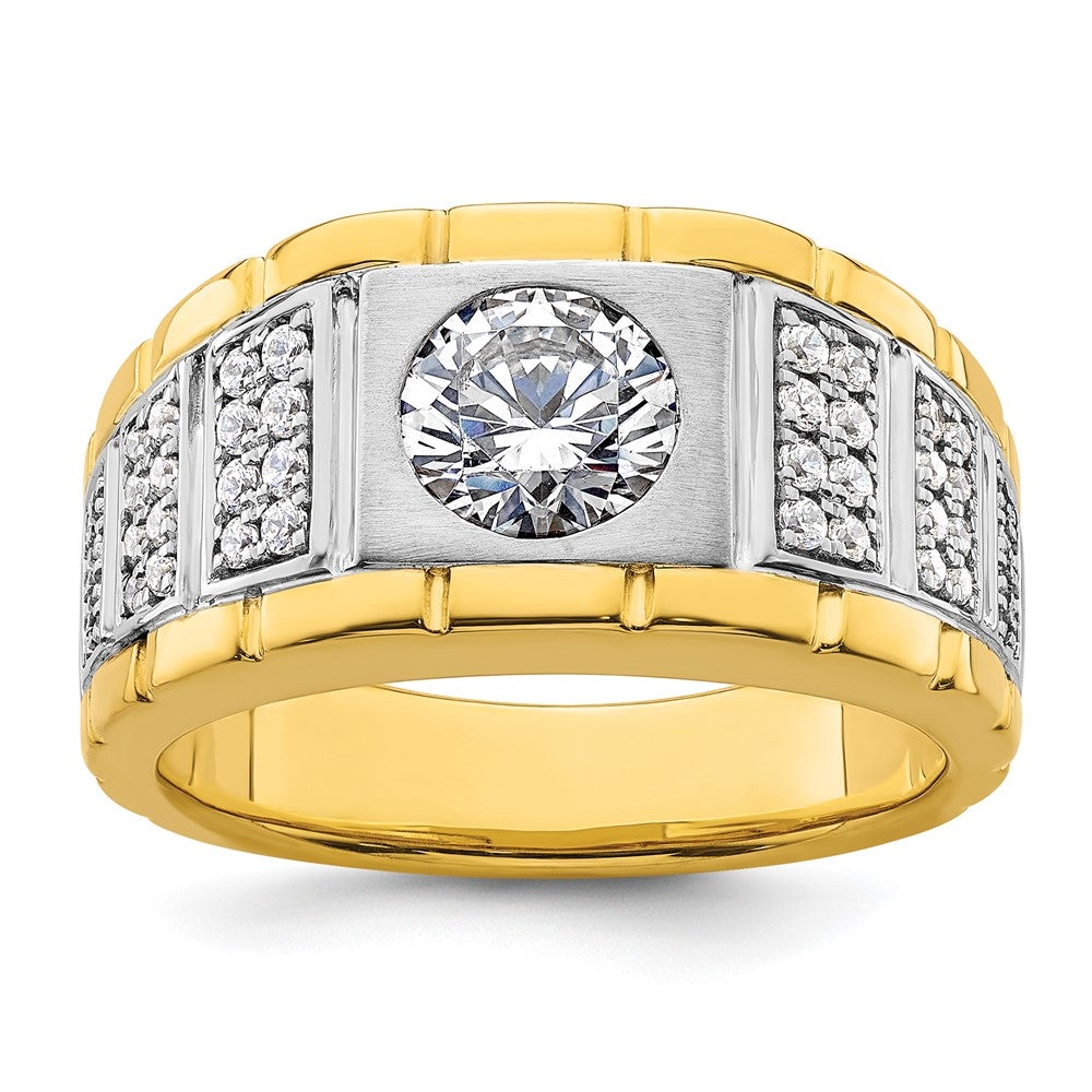 IBGoodman 14k 1 5/8 carat Lab Grown Diamond VS/SI+ G+ Complete Polished and Satin Men's Ring
