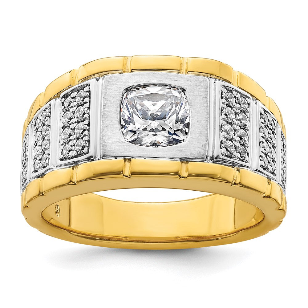 IBGoodman 14k Two Tone 1 3/8 carat Lab Grown Diamond VS/SI+ G+ Complete Polished Men's Ring