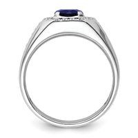 Load image into Gallery viewer, IBGoodman 14k White Gold 1/2 carat Lab Grown Diamond VS/SI+ G+ and Created Blue Sapphire Complete Men&#39;s Ring
