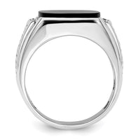 Load image into Gallery viewer, IBGoodman 14k White Gold 5/8 carat Lab Grown Diamond VS/SI+ G+ and Onyx Complete Men&#39;s Ring
