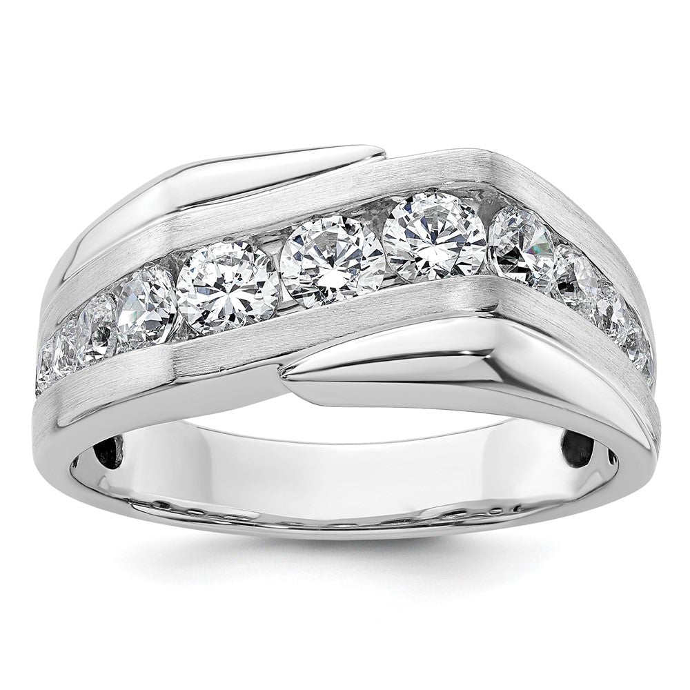 IBGoodman 14k White Gold 1 3/8 carat Lab Grown Diamond VS/SI+ G+ Complete Satin Men's Ring