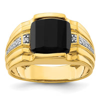 Load image into Gallery viewer, IBGoodman 14k 1/8 carat Lab Grown Diamond VS/SI+ G+ and Onyx Complete Men&#39;s Ring
