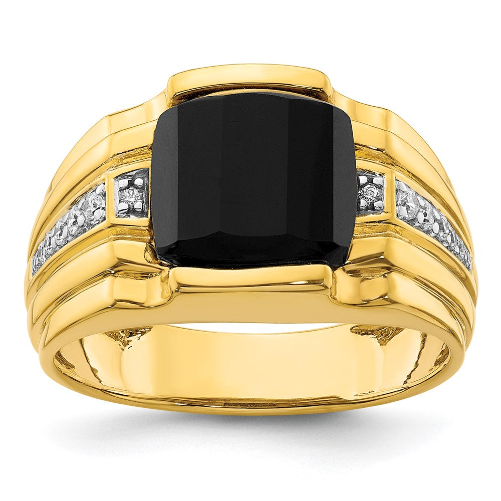 IBGoodman 14k 1/8 carat Lab Grown Diamond VS/SI+ G+ and Onyx Complete Men's Ring