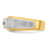Load image into Gallery viewer, IBGoodman 14k Two Tone 3/4 carat Lab Grown Diamond VS/SI+ G+ Complete Satin Men&#39;s Ring
