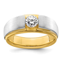 Load image into Gallery viewer, IBGoodman 14k Two Tone 3/4 carat Lab Grown Diamond VS/SI+ G+ Complete Satin Men&#39;s Ring
