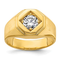 Load image into Gallery viewer, IBGoodman 14k 1 carat Lab Grown Diamond VS/SI+ G+ Complete Polished and Satin Men&#39;s Ring
