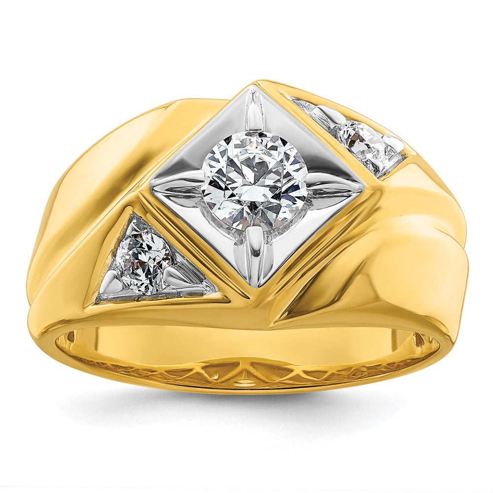 IBGoodman 14k with White Rhodium 7/8 carat Lab Grown Diamond VS/SI+ G+ Complete Polished and Satin Men's Ring