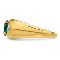 Load image into Gallery viewer, IBGoodman 14k 1/10 carat Lab Grown Diamond VS/SI+ G+ and Created Emerald Complete Men&#39;s Ring
