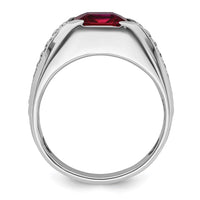 Load image into Gallery viewer, IBGoodman 14k White Gold 5/8 carat Lab Grown Diamond VS/SI+ G+ and Created Ruby Complete Men&#39;s Ring
