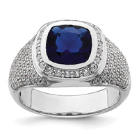 Load image into Gallery viewer, IBGoodman 14k White Gold 1 carat Lab Grown Diamond VS/SI+ G+ and Created Blue Sapphire Complete Men
