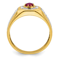 Load image into Gallery viewer, IBGoodman 14k 5/8 carat Lab Grown Diamond VS/SI+ G+ and Created Ruby Complete Men&#39;s Ring
