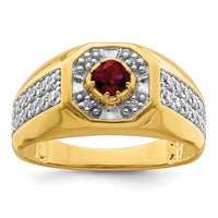 Load image into Gallery viewer, IBGoodman 14k 5/8 carat Lab Grown Diamond VS/SI+ G+ and Created Ruby Complete Men&#39;s Ring
