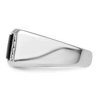 Load image into Gallery viewer, IBGoodman 14k White Gold 1/5 carat Lab Grown Diamond VS/SI+ G+ and Onyx Complete Men&#39;s Ring
