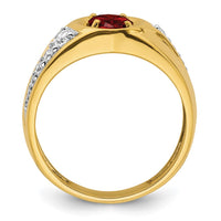 Load image into Gallery viewer, IBGoodman 14k 3/8 carat Lab Grown Diamond VS/SI+ G+ and Created Ruby Complete Men&#39;s Ring
