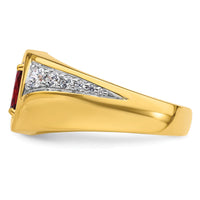 Load image into Gallery viewer, IBGoodman 14k 3/8 carat Lab Grown Diamond VS/SI+ G+ and Created Ruby Complete Men&#39;s Ring
