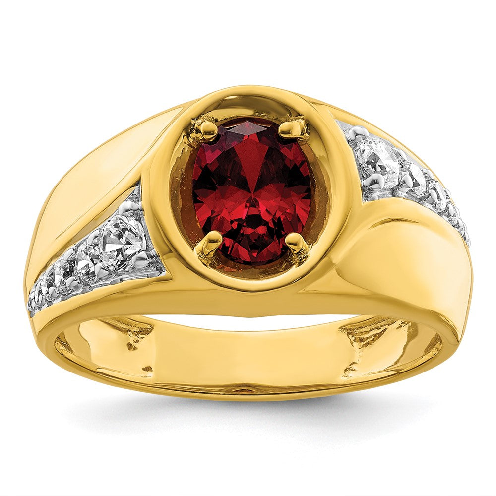 IBGoodman 14k 3/8 carat Lab Grown Diamond VS/SI+ G+ and Created Ruby Complete Men's Ring