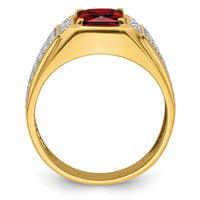 Load image into Gallery viewer, IBGoodman 14k White Rhodium 3/4 carat Lab Grown Diamond VS/SI+ G+ and Created Ruby Complete Men&#39;s Ring
