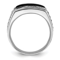Load image into Gallery viewer, IBGoodman 14k White Gold 1 carat Lab Grown Diamond VS/SI+ G+ and Onyx Complete Men&#39;s Ring
