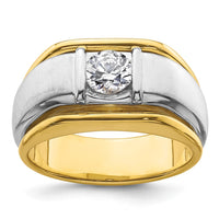 Load image into Gallery viewer, IBGoodman 14k Two Tone 3/4 carat Lab Grown Diamond VS/SI+ G+ Complete Polished and Satin Men&#39;s Ring
