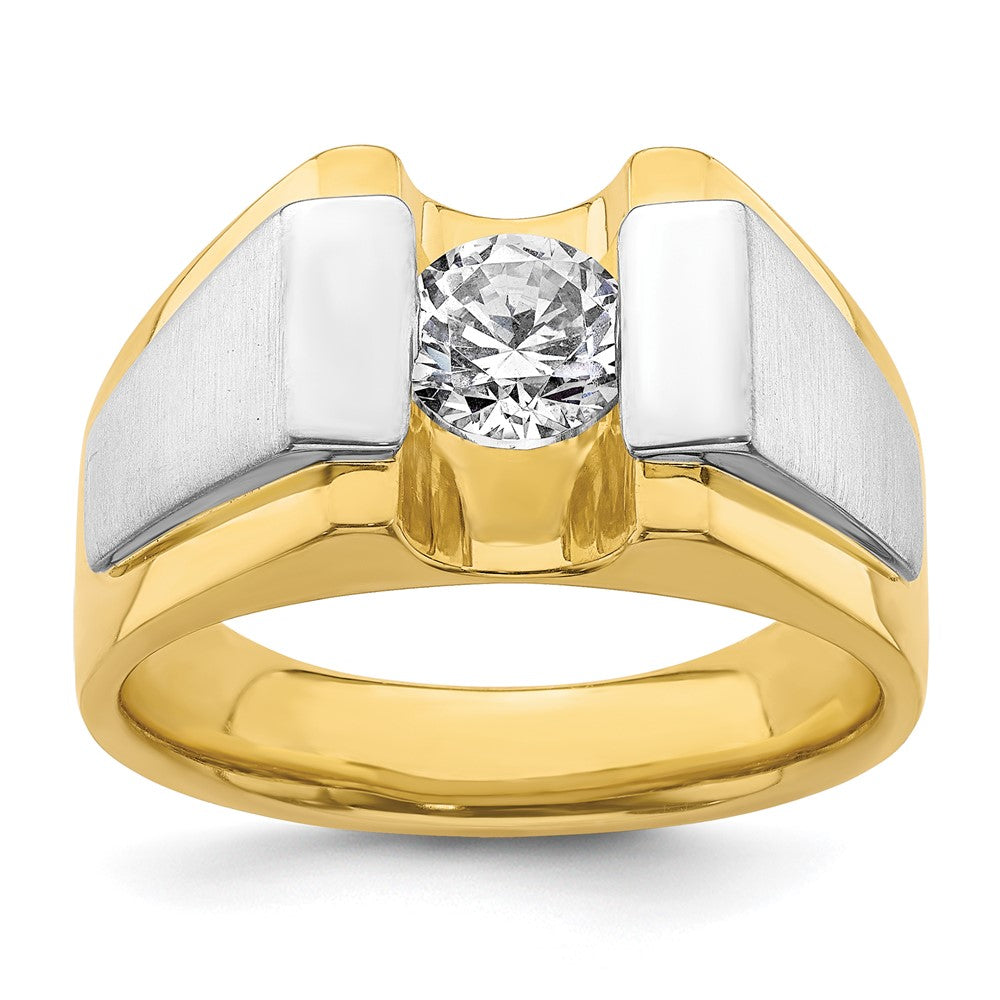IBGoodman 14k Two-Tone 1 carat Lab Grown Diamond VS/SI+ G+ Complete Polished and Satin Men's Ring