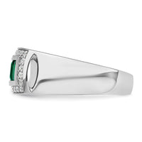 Load image into Gallery viewer, IBGoodman 14k 1/3 carat Lab Grown Diamond VS/SI+ G+ and Created Emerald Complete Men&#39;s Ring
