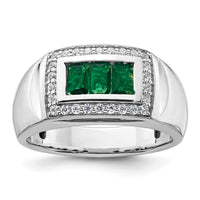 Load image into Gallery viewer, IBGoodman 14k 1/3 carat Lab Grown Diamond VS/SI+ G+ and Created Emerald Complete Men&#39;s Ring
