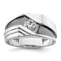 Load image into Gallery viewer, IBGoodman 14k White Gold with Black Rhodium 3/8 carat Lab Grown Diamond VS/SI+ G+ Complete Satin Men&#39;s Ring
