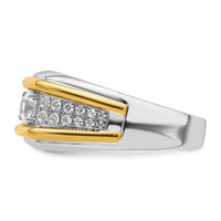 Load image into Gallery viewer, IBGoodman 14k Two Tone 1/2 carat Lab Grown Diamond VS/SI+ G+ Three Stone Complete Men&#39;s Ring
