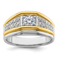 Load image into Gallery viewer, IBGoodman 14k Two Tone 1/2 carat Lab Grown Diamond VS/SI+ G+ Three Stone Complete Men&#39;s Ring
