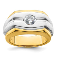 Load image into Gallery viewer, IBGoodman 14k Two Tone 1 carat Lab Grown Diamond VS/SI+ G+ Complete Polished and Satin Men&#39;s Ring
