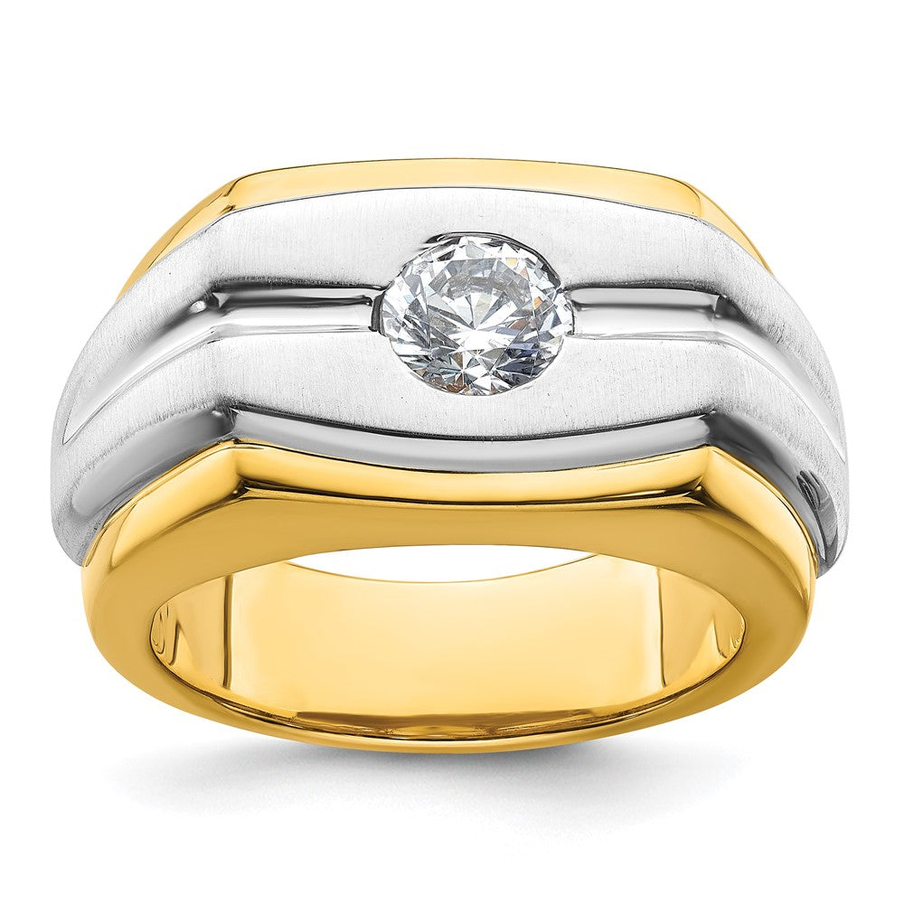 IBGoodman 14k Two Tone 1 carat Lab Grown Diamond VS/SI+ G+ Complete Polished and Satin Men's Ring