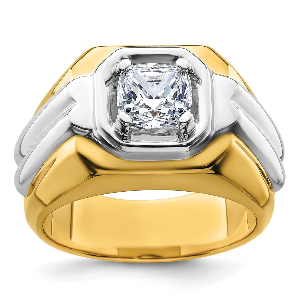 IBGoodman 14k Two Tone 1 1/2 carat Lab Grown Diamond VS/SI+ G+ Complete Polished Men's Ring