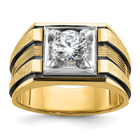Load image into Gallery viewer, IBGoodman 14k Two Tone with Black Rhodium 1 carat Lab Grown Diamond VS/SI+ G+ Complete Polished and Satin Men&#39;s Ring
