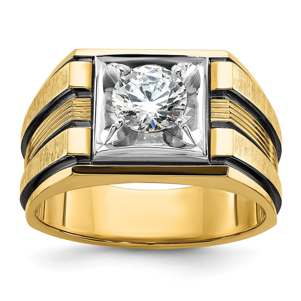 IBGoodman 14k Two Tone with Black Rhodium 1 carat Lab Grown Diamond VS/SI+ G+ Complete Polished and Satin Men's Ring