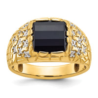 Load image into Gallery viewer, IBGoodman 14k 1/4 carat Lab Grown Diamond VS/SI+ G+ and Onyx Complete Nugget Men&#39;s Ring
