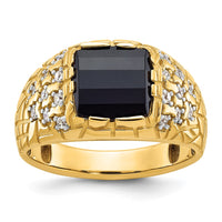 Load image into Gallery viewer, IBGoodman 14k 1/4 carat Lab Grown Diamond VS/SI+ G+ and Onyx Complete Nugget Men&#39;s Ring

