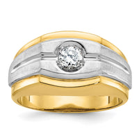 Load image into Gallery viewer, IBGoodman 14k Two Tone 1/3 carat Lab Grown Diamond VS/SI+ G+ Complete Polished and Satin Men&#39;s Ring
