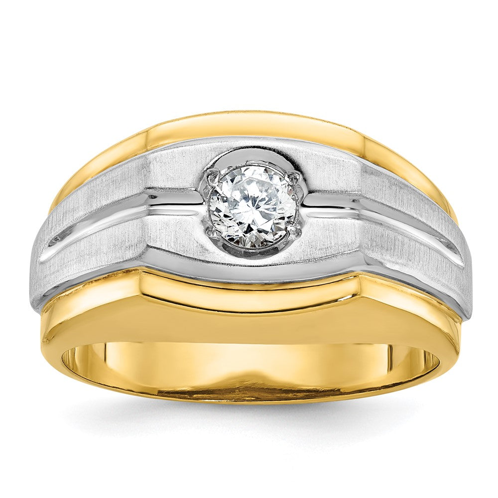 IBGoodman 14k Two Tone 1/3 carat Lab Grown Diamond VS/SI+ G+ Complete Polished and Satin Men's Ring
