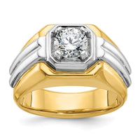Load image into Gallery viewer, IBGoodman 14k Two Tone 1 carat Lab Grown Diamond VS/SI+ G+ Complete Polished and Grooved Men&#39;s Ring
