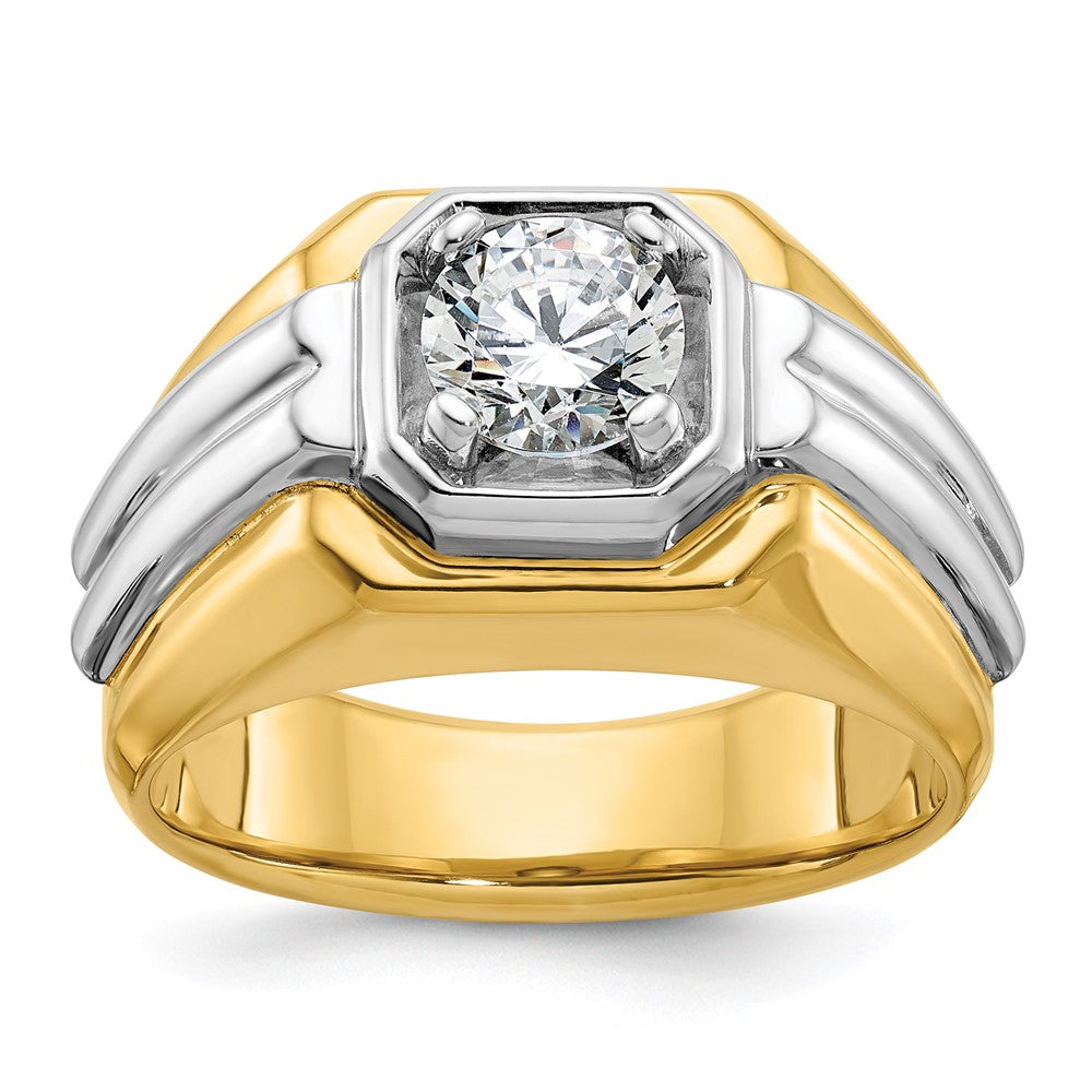 IBGoodman 14k Two Tone 1 carat Lab Grown Diamond VS/SI+ G+ Complete Polished and Grooved Men's Ring