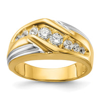 Load image into Gallery viewer, IBGoodman 14k Two Tone 1 carat Lab Grown Diamond VS/SI+ G+ Complete Polished and Grooved Men&#39;s Ring
