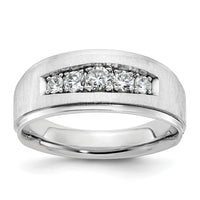 Load image into Gallery viewer, IBGoodman 14k White Gold 1/2 carat Lab Grown Diamond VS/SI+ G+ Complete Polished and Brushed Five Stone Men&#39;s Ring
