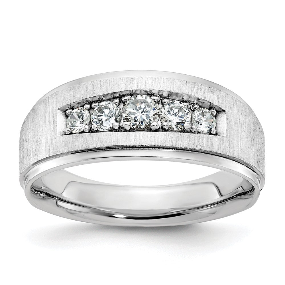 IBGoodman 14k White Gold 1/2 carat Lab Grown Diamond VS/SI+ G+ Complete Polished and Brushed Five Stone Men's Ring
