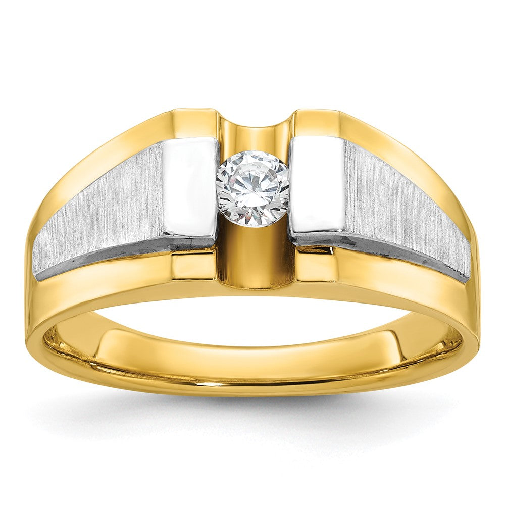 IBGoodman 14k Two tone 1/4 carat Lab Grown Diamond VS/SI+ G+ Complete Polished and Satin Men's Ring