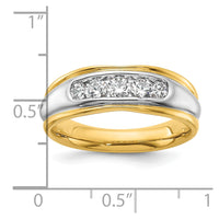 Load image into Gallery viewer, IBGoodman 14k Two Tone 1/2 carat Lab Grown Diamond VS/SI+ G+ Complete Polished and Grooved Men&#39;s Ring
